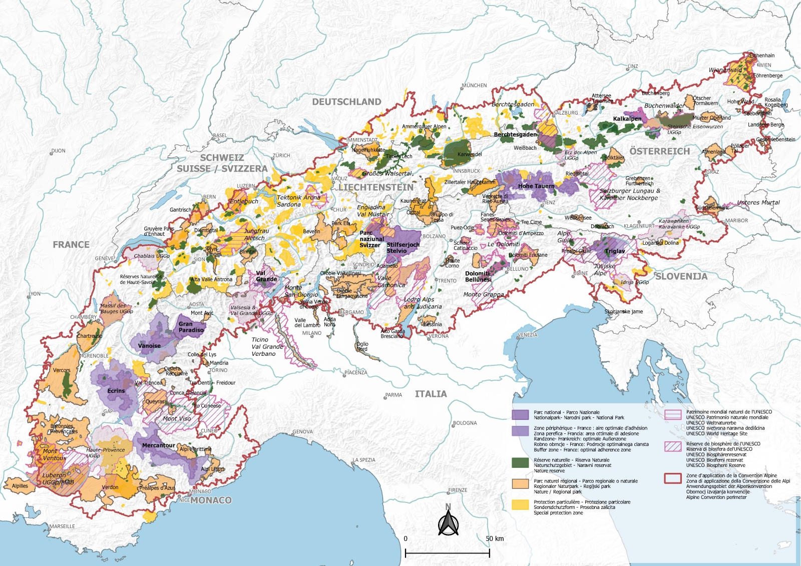Map of the Alpine Protected Areas